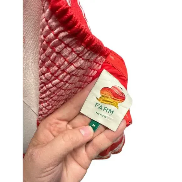 Farm Rio Red Majestic Coconut Tree Euroflax Premium Linen Mini Dress - Picture 10 of 11